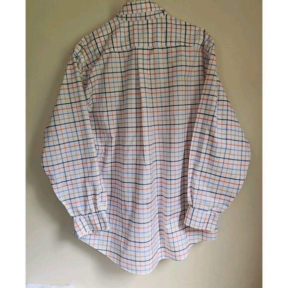 Brooks Brothers Madison Shirt Mens Large Dress Shirt Blue White Orange Checked - Picture 4 of 6